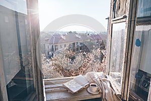 Old window with the view from inside