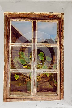 Old window with a wooden frame