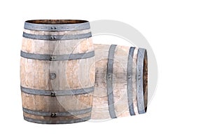 Old Wine Barrel Isolated on White Background