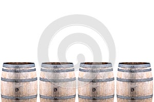 Old Wine Barrel Isolated on White Background