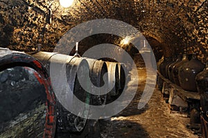 Old wine barrels in the cellar