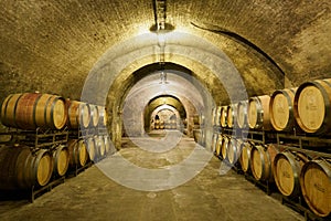 Old Wine Cellar with Wood Casks