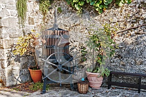 Old wine press in the yard