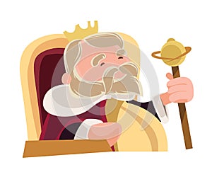 Old wise king sitting royal illustration cartoon character