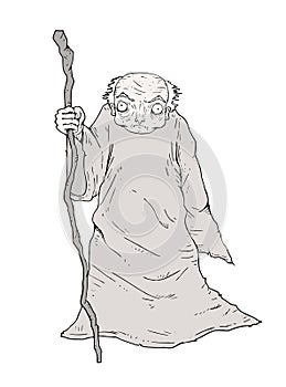 Old wise monk draw