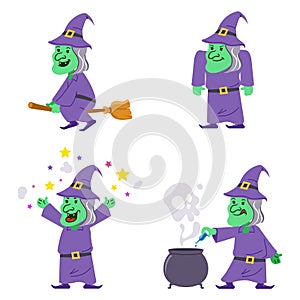 Old Witch Flat Character Collection Set