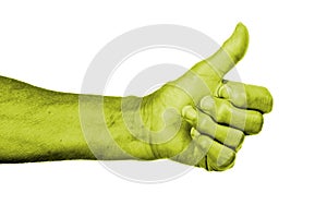 Old woman with arthritis giving the thumbs up sign