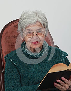 Old woman with a book