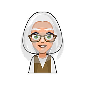 Old Woman Cartoon Icon. Cute Avatar. Vector