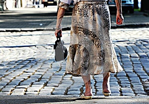 Old Woman Crosses the Street photo