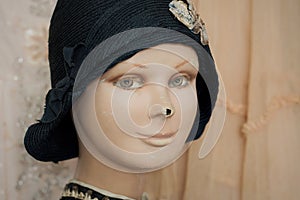 An Old Woman Doll Mannequin In The Cloche Hat From 1920Â´
