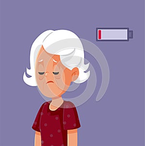 Old Woman Feeling Lethargic and Tired from Aging Vector Cartoon Illustration
