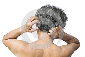 Old woman felt a lot of anxiety about hair loss and itching dandruff issue