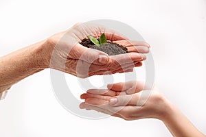 Old woman giving ground to young girl