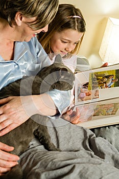 Old woman and granddaughter spending time together