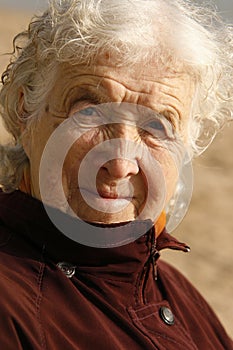 Old woman with gray hair