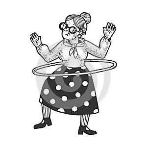 Old woman Hula hoop sketch vector