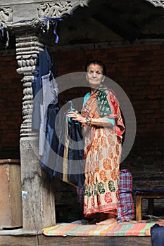 The old woman in kathmandu durbar square in nepal