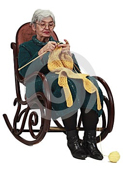 Old woman knitting