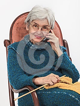 Old woman with mobile phone