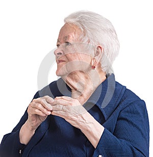 Old woman with painful fingers