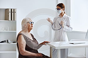 old woman patient hospital examination health diagnostics