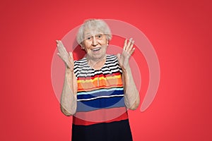 Old Woman with surprised expression on her face