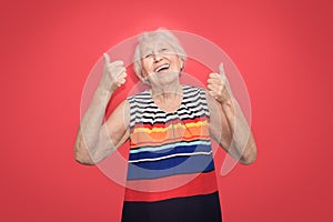Old Woman with surprised expression on her face
