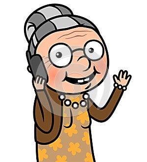 Old woman talking on a cell phone