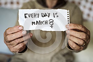 Old woman and text every day is march 8