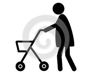 Old woman walking with rollator