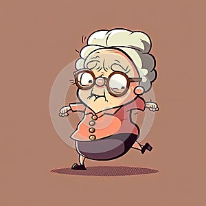 An old woman with white hair dancing and celebrating the International Dance Day. Happy lifestyle. Generative AI