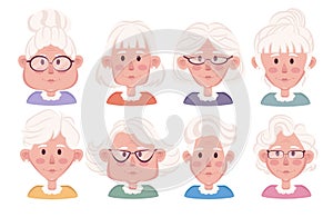 old women cartoon characters faces vector big collection