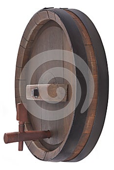 Old wood barrel with spigot