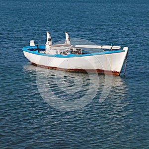 Old wood boat at a Mediterranean sea(Greece)