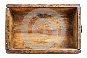 Old Wood Box Top View Isolated on White