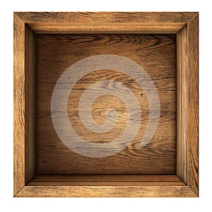 Old wood box top view isolated