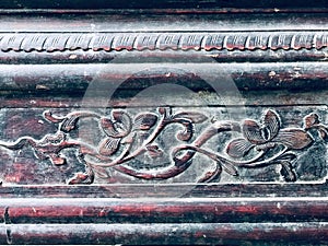 Old wood carving of table lace