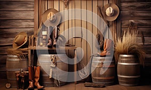 Old wood cowboy barn anniversary smash cake backdrop