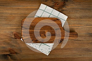 Old Wood Cutting Board with a Rustic Napkin Mockup
