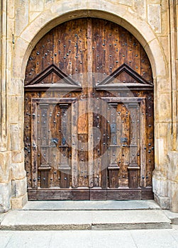 Old wood doors, gate to the church or castle