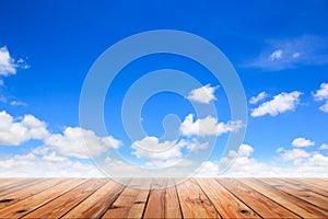 Old wood floor with blue sky