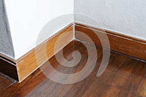 Old wood floor with white wall