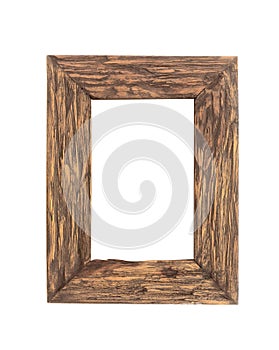 Old wood frame isolated on white