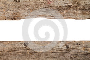 Old wood frame isolated on white background