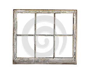 Old wood frame window isolated.