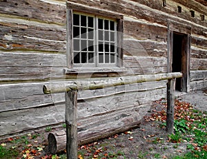 Old wood horse hitching post rail