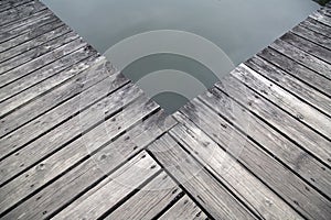 Old wood pier by the lake view