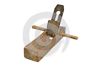 Old wood planer isolated on white background