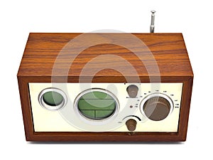 Old wood,retro radio set isolated on background